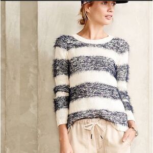 Tabitha Anthropologie Striped Eyelash Sweater